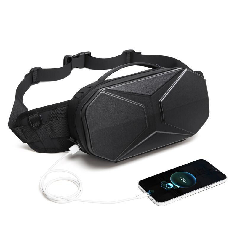 ozuko new sports men's waist bag functional PC hard shell crossbody bag men's trendy brand waterproof men's chest bag wholesale
