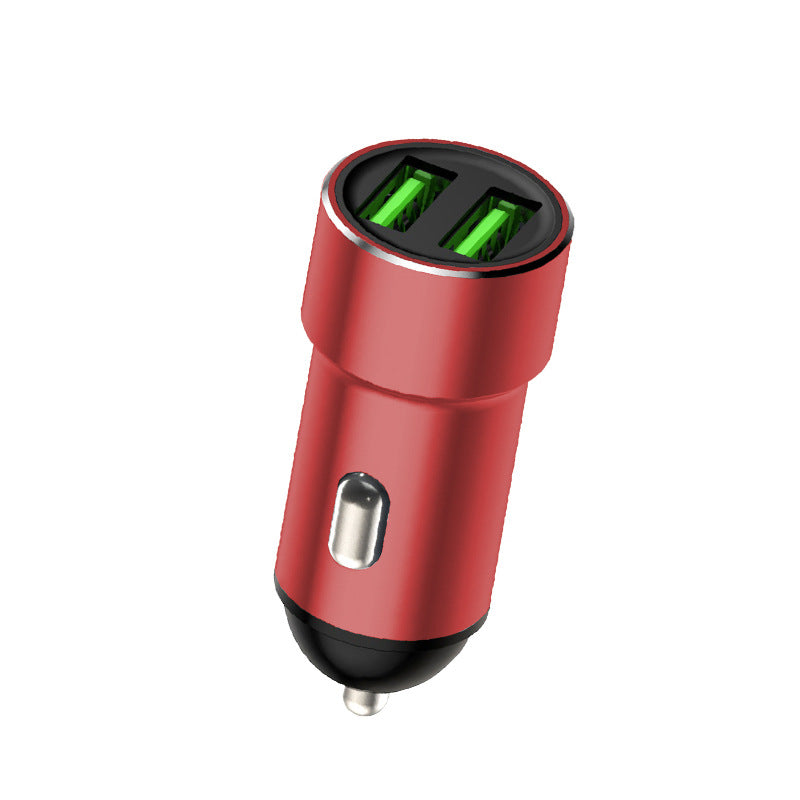 乐糖3.4A快充迷你车充双USB输出铝合金属汽车点烟器车载5V充电器
