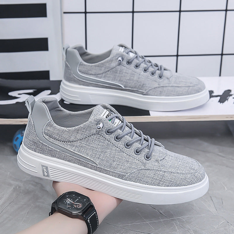 Ice silk shoes men's summer breathable thin canvas casual sneakers slip on men's soft bottom non-slip all-match big toe shoes