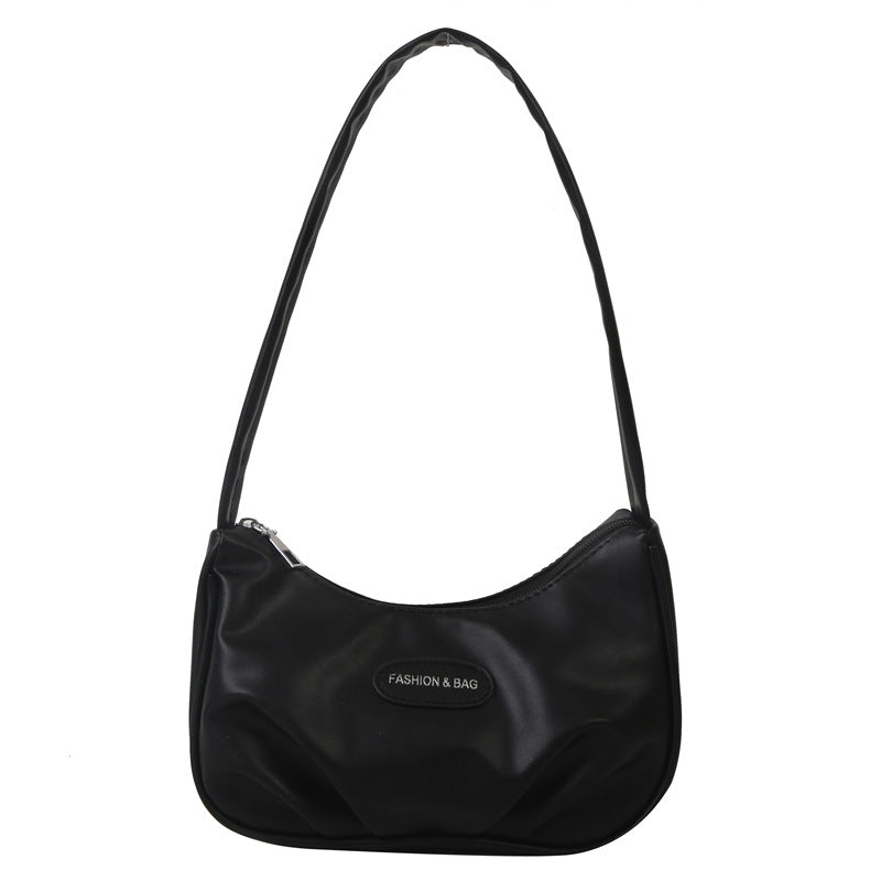 Niche texture silver bag for women 2023 new summer shoulder crossbody bag high-end pleated armpit crescent bag