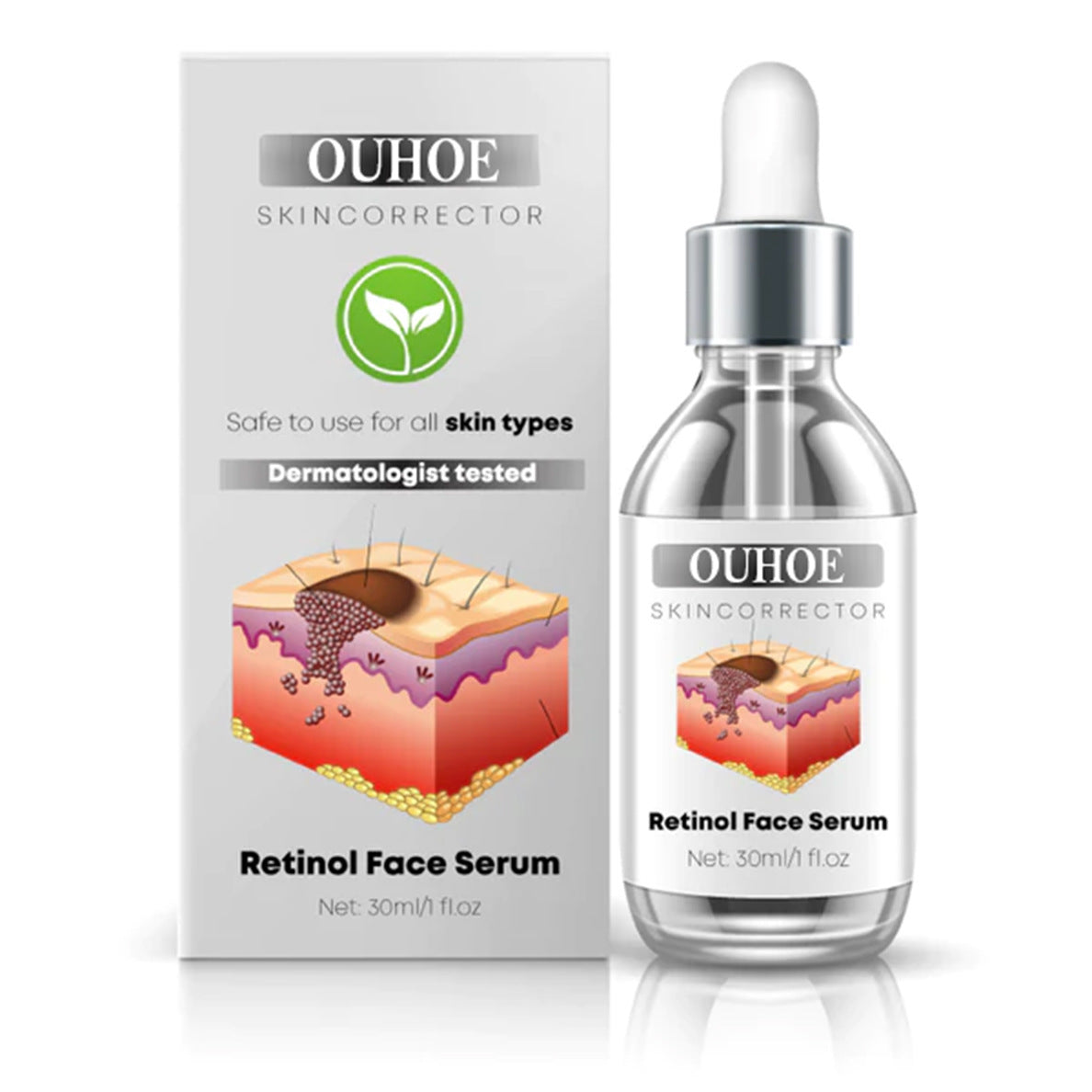 OUHOE Retinol Facial Essence Hydrating, Firming, Fading Facial Dark Spots, Moisturizing, Smoothing and Anti-Wrinkle Essence