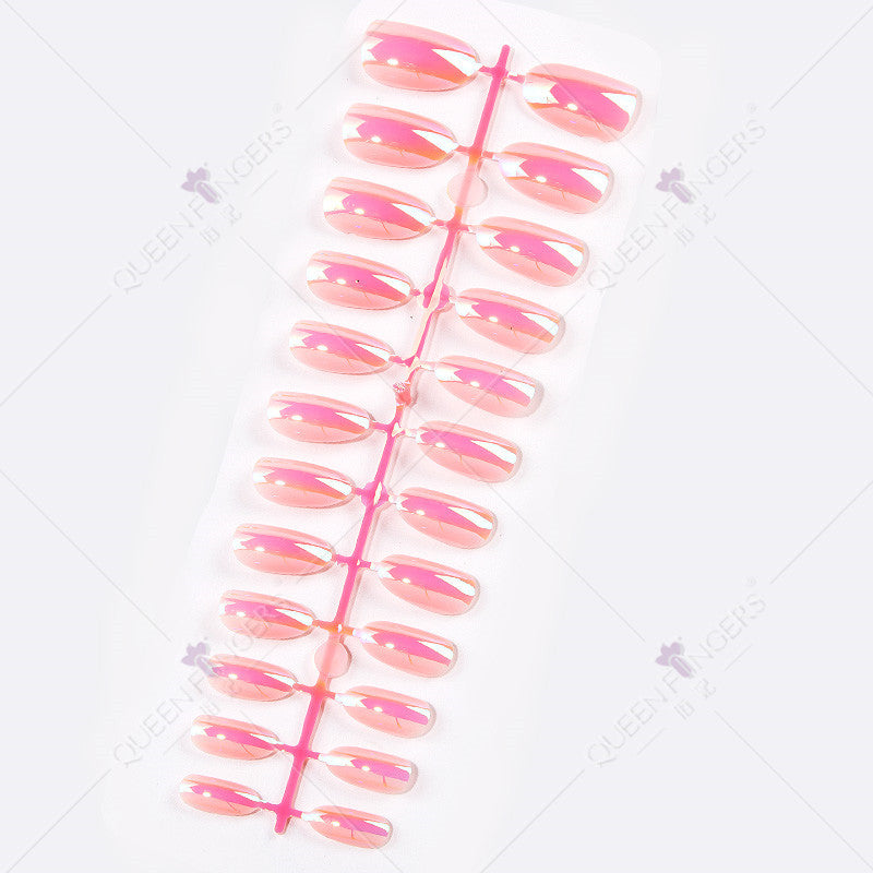 Zhifei manicure finished product 24 pieces of electroplated magic mirror Internet celebrity chameleon neon nail patches nail wear