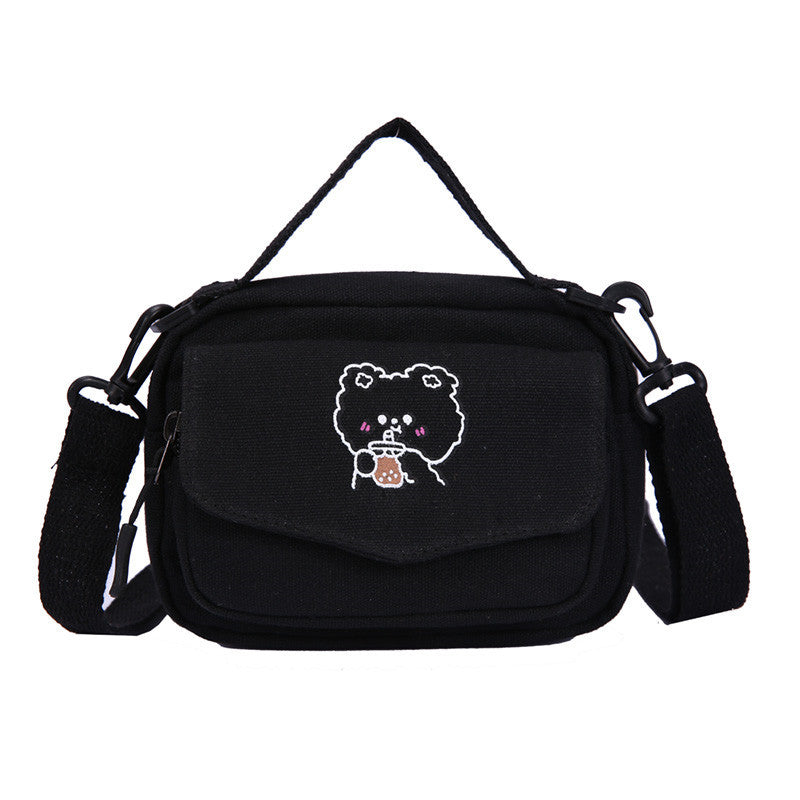 Cute girl canvas bag 2021 new Korean version ins Japanese style Harajuku canvas messenger bag female student shoulder bag