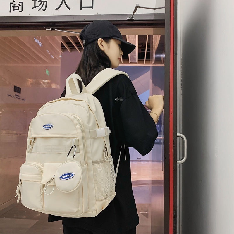 新款书包女简约大容量电脑包设计感小众书包女大学生男双肩包潮牌