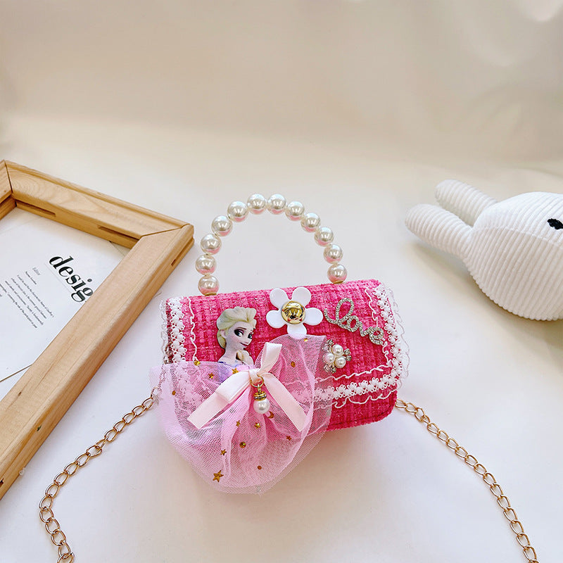 New style children's small square bag, stylish princess handbag, Korean style girl's chain crossbody bag, children's shoulder bag wholesale