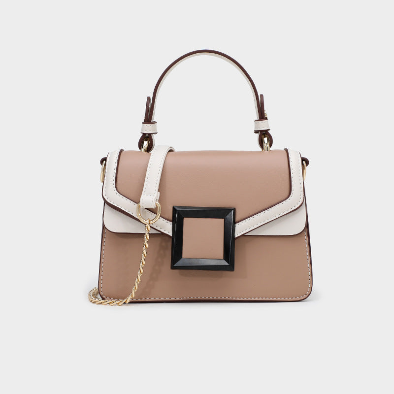 Contrast color square buckle chain bag for women 2023 new fashion handbag for women single shoulder crossbody bag wholesale handbag