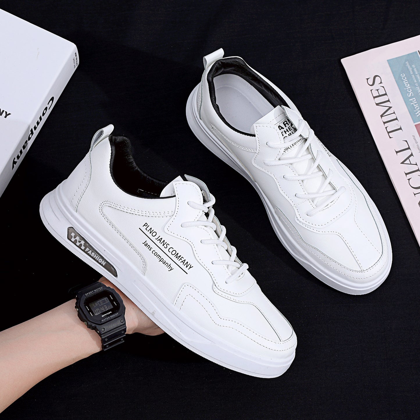 Men's sneakers 2023 summer new official authentic trend casual sneakers men's black leather shoes all-match trendy shoes