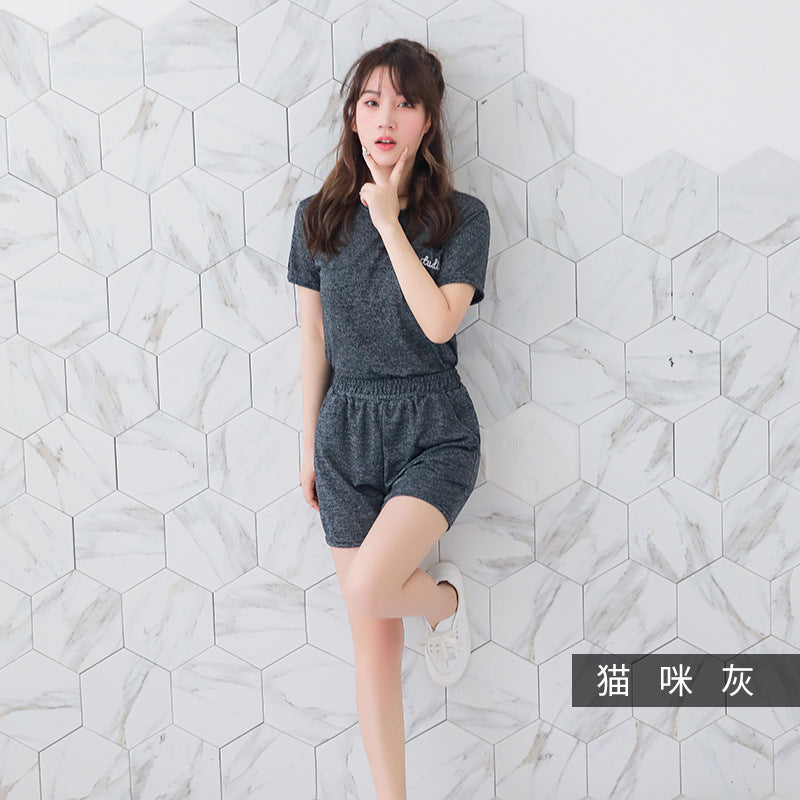 仙女宅宅裤套装睡衣女夏短袖束脚懒人凉凉休闲可出门家居服两件套