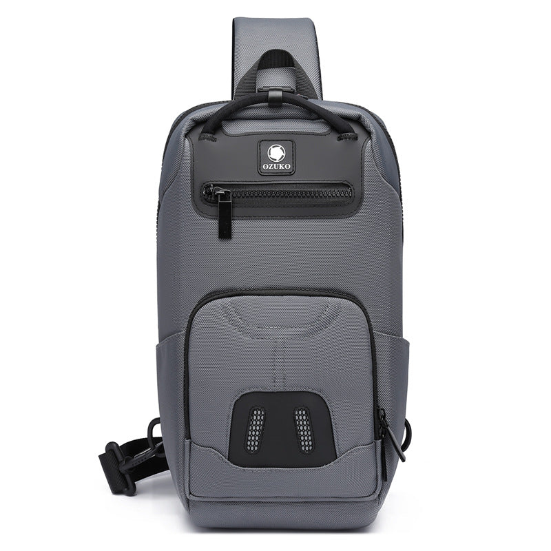 Ozuko new men's chest bag student shoulder bag waterproof Oxford cloth trendy brand large capacity men's crossbody bag