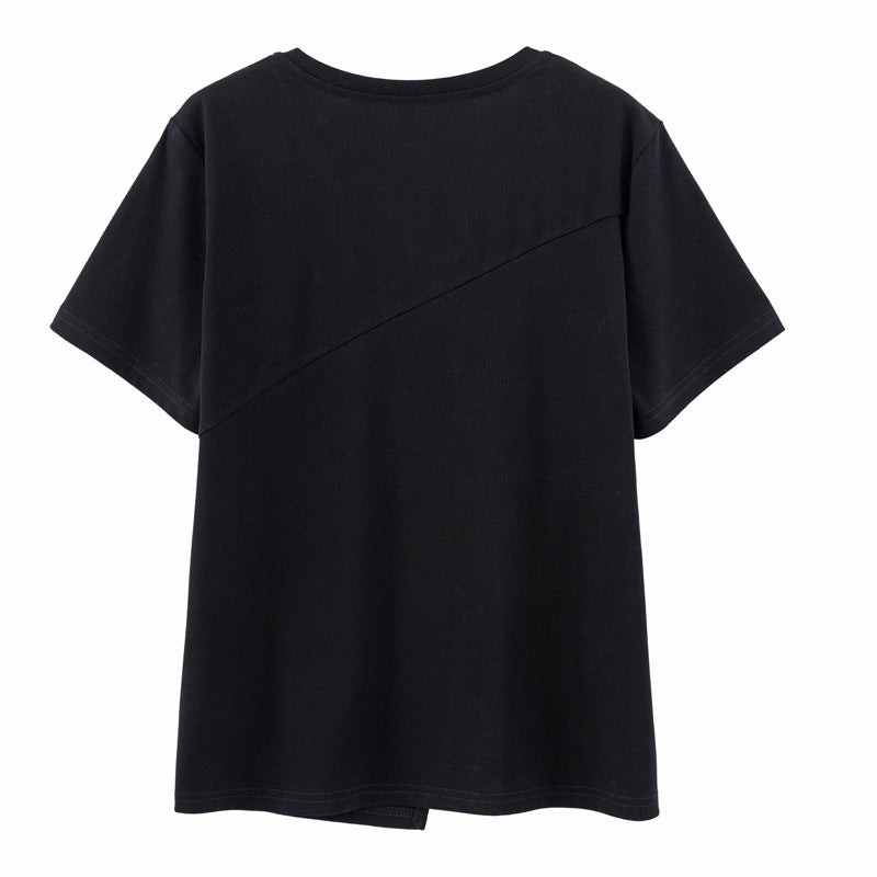 Korean version of large size women's clothing fat sister 2023 summer new slimming sweet and spicy style T-shirt tops wholesale 18031