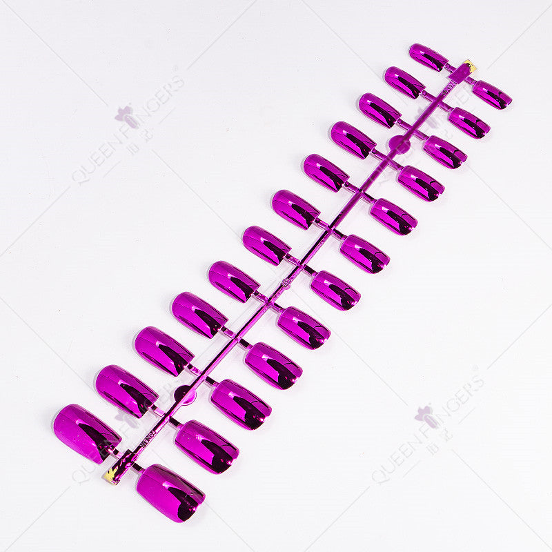 Zhifei manicure finished product 24 pieces of electroplated magic mirror Internet celebrity chameleon neon nail patches nail wear