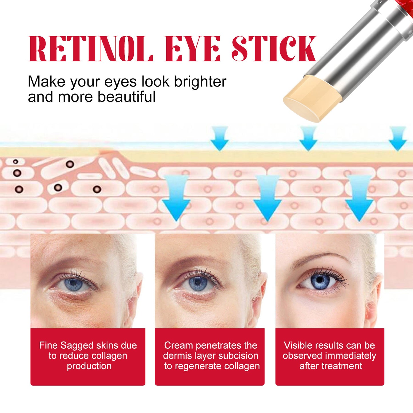 OUHOE Retinol Wrinkle Lightening Eye Cream Firms and Lightens Fine Lines Dark Circles Eye Circle Brightening Double Eyes Eye Cream