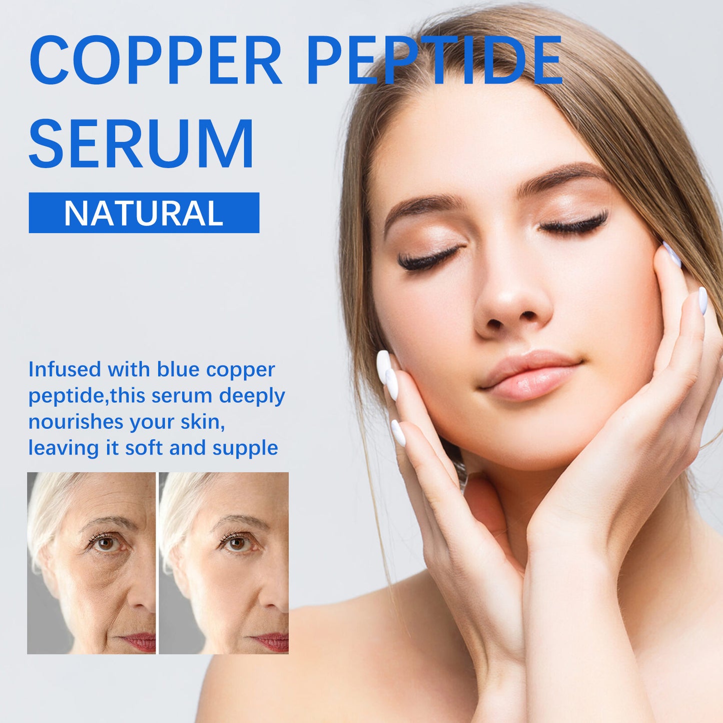 Hoygi Blue Copper Peptide Anti-Wrinkle Essence Moisturizing and Firming Skin Fading Facial Fine Lines Essence