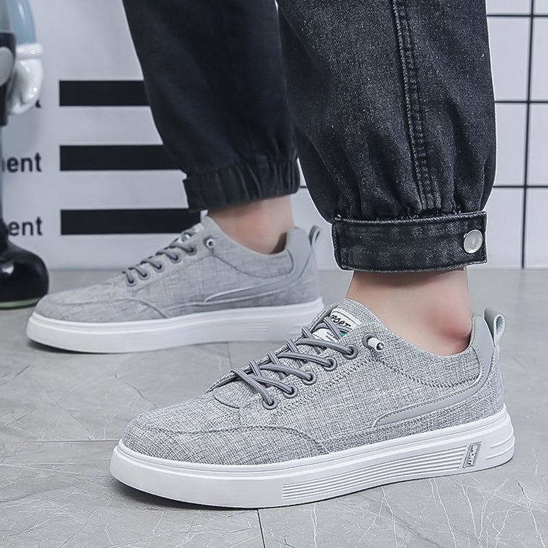 Ice silk shoes men's summer breathable thin canvas casual sneakers slip on men's soft bottom non-slip all-match big toe shoes