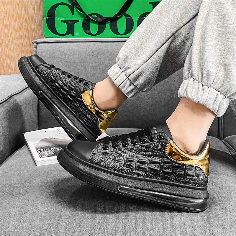 2022 new spring men's air cushion white shoes all-match casual sports crocodile pattern men's shoes 8907