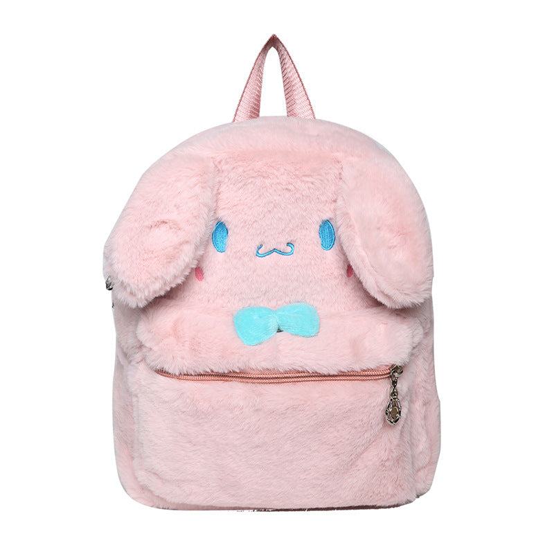 2023 New Japanese Cartoon Plush Bag Cute Girly Heart Rabbit Backpack Ugly Cute Big Ears Furry School Bag