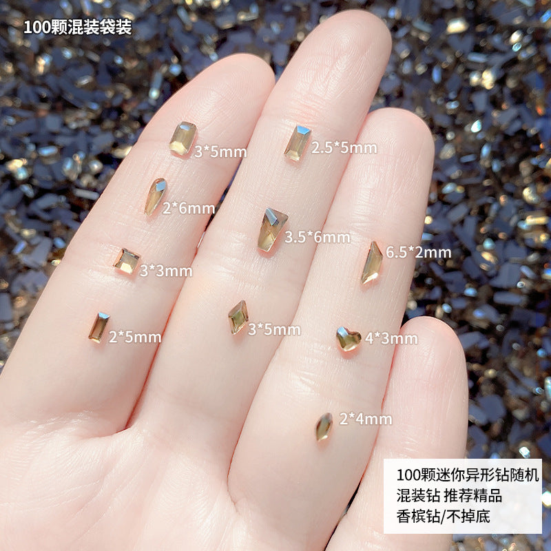 Nail art jewelry wholesale mini small crystal white diamond washable mesh hot base special-shaped silver diamond nails super shiny