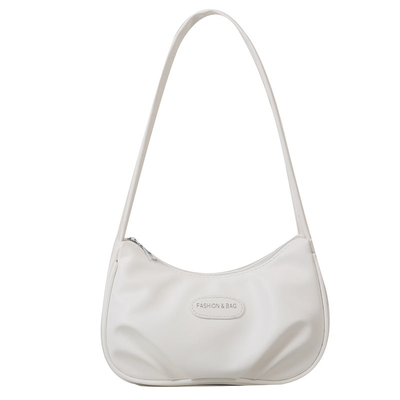 Niche texture silver bag for women 2023 new summer shoulder crossbody bag high-end pleated armpit crescent bag