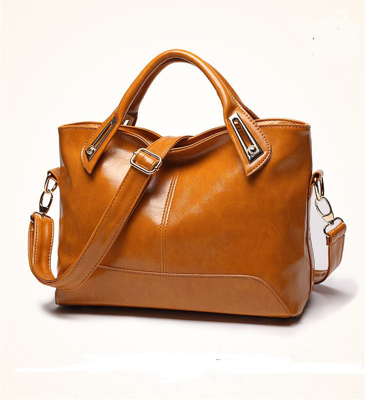 Bags 2023 New Fashion Simple Women's Bag Oil Waxed Leather Women's Shoulder Crossbody Handbag Wholesale Handbag Leather Bag