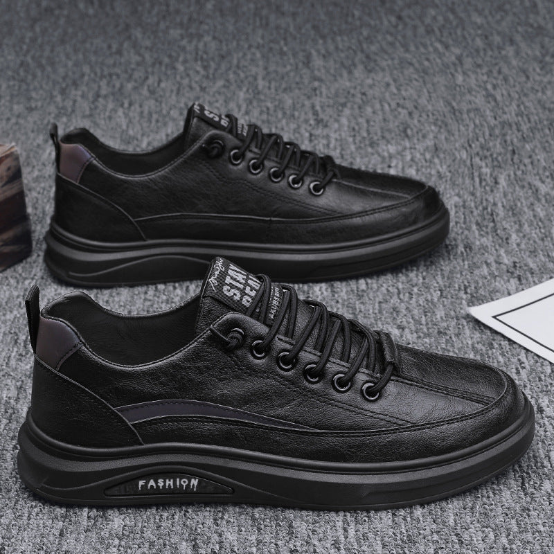 Men's board shoes 2023 new shoes men's casual leather shoes men's board shoes black non-slip chef labor insurance trendy shoes