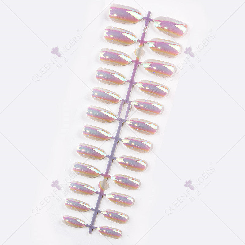 Zhifei manicure finished product 24 pieces of electroplated magic mirror Internet celebrity chameleon neon nail patches nail wear