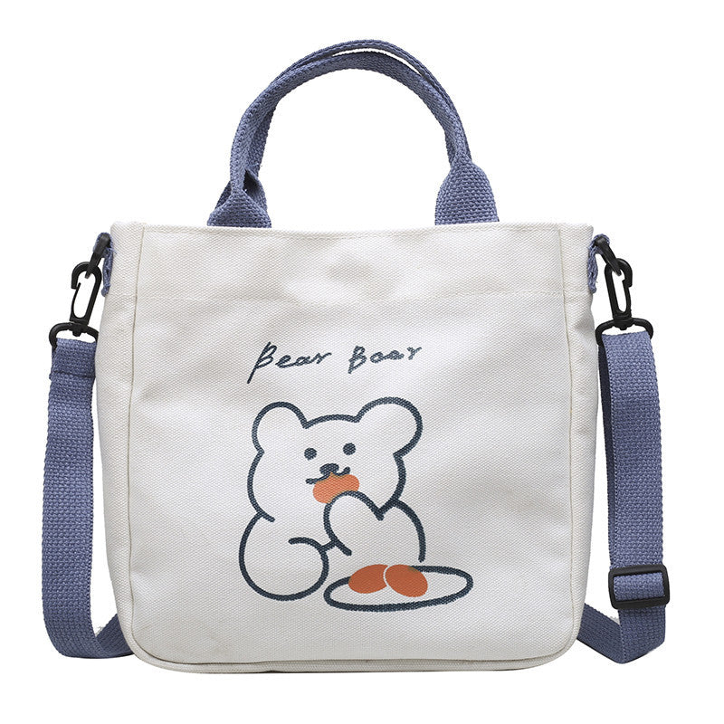 Japanese ins style shoulder cross-body bag bear cute handbag student canvas bag female stationery storage bag