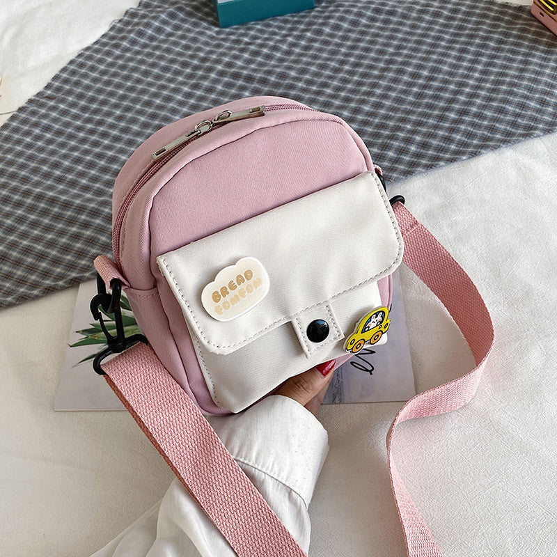 Canvas small bag women's crossbody lightweight shoulder bag 2021 new summer small fresh and cute student mobile phone bag