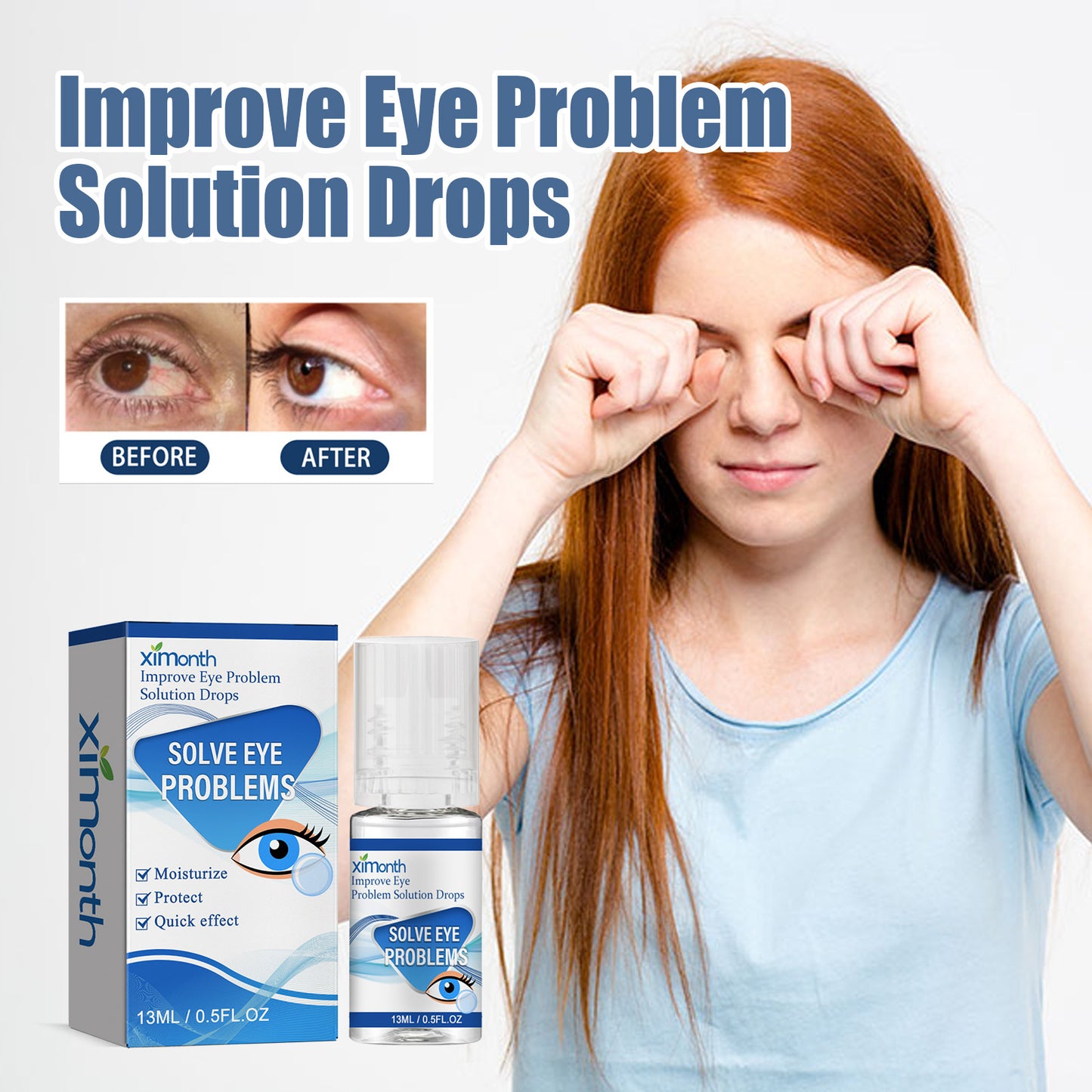 Ximonth myopia eye drops relieve eye fatigue, soreness, redness and swelling, blurred vision, gentle eye protection eye drops