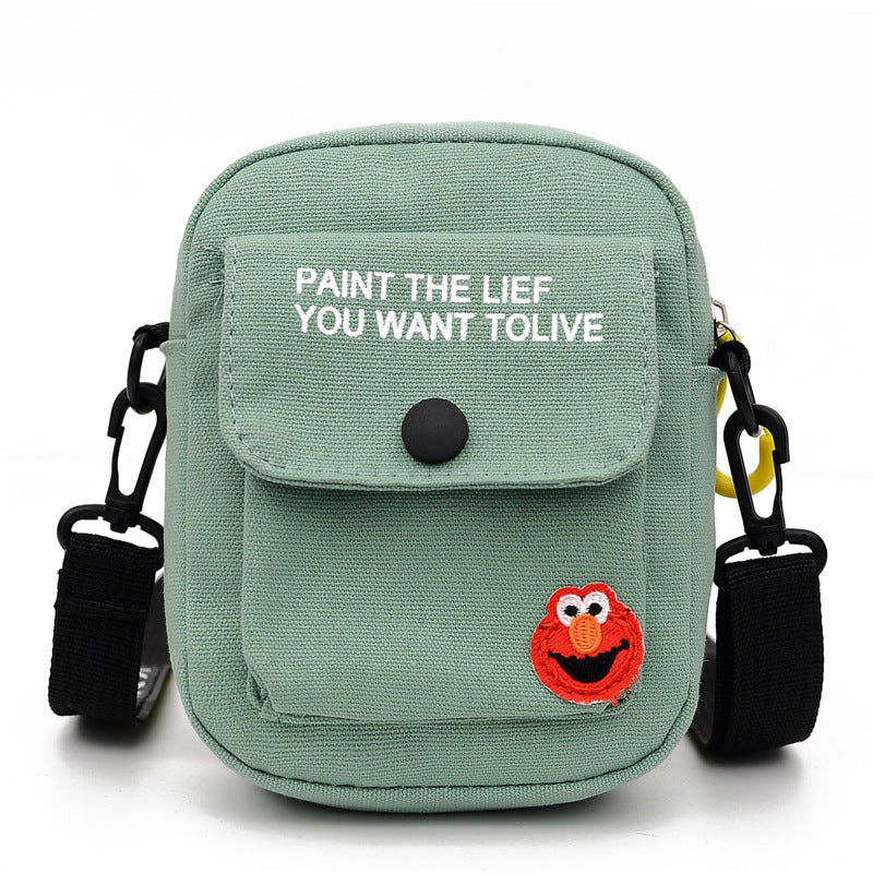 Korean version ins canvas crossbody bag women's bag new 2020 internet celebrity same style student small fresh hand shoulder bag