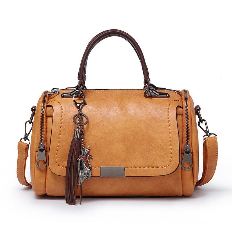 2023 New Korean Style Easy to Match Retro Bag Shoulder Bag Crossbody Bag Boston Pillow Bag Women’s Handheld Tassel Bag