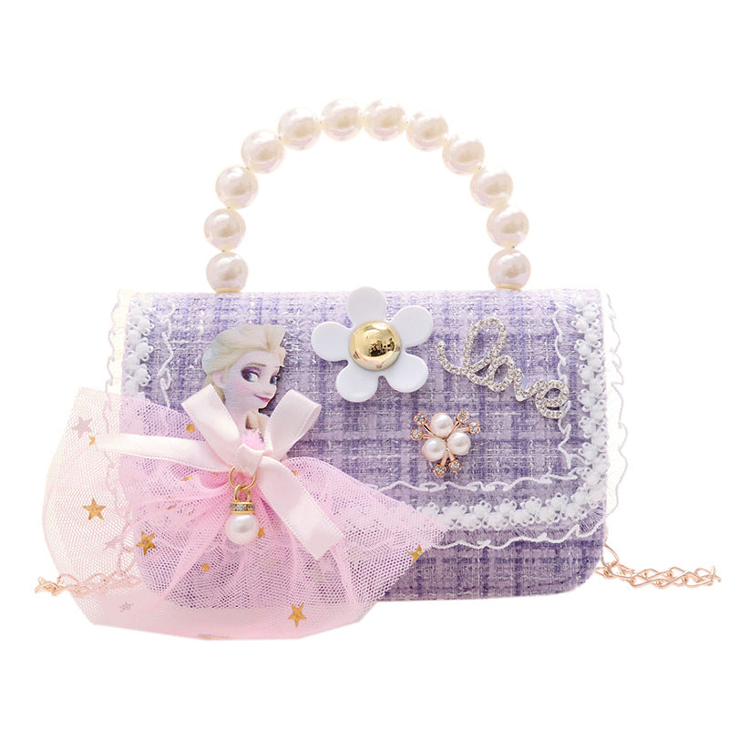 New style children's small square bag, stylish princess handbag, Korean style girl's chain crossbody bag, children's shoulder bag wholesale
