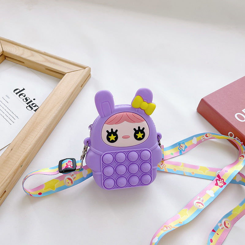 Cartoon Doll Pinch Toy Children's Bag Baby Cute Silicone Coin Purse Mini Children's Crossbody Bag Wholesale