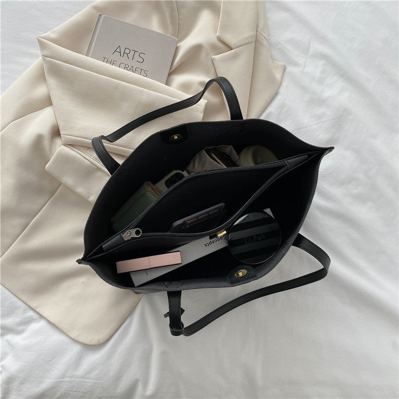 Autumn and winter large bags for women 2021 new Korean style trendy simple large-capacity soft leather tote bag casual versatile shoulder bag