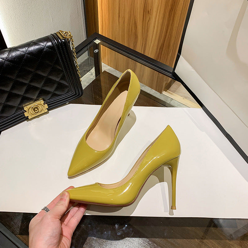 ZS111 nude color large size leather pointed toe ladies small fragrance style high heels single shoes women's shoes French style commuting summer stiletto