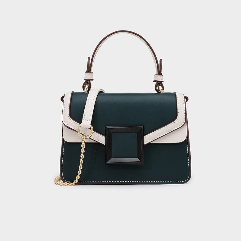 Contrast color square buckle chain bag for women 2023 new fashion handbag for women single shoulder crossbody bag wholesale handbag
