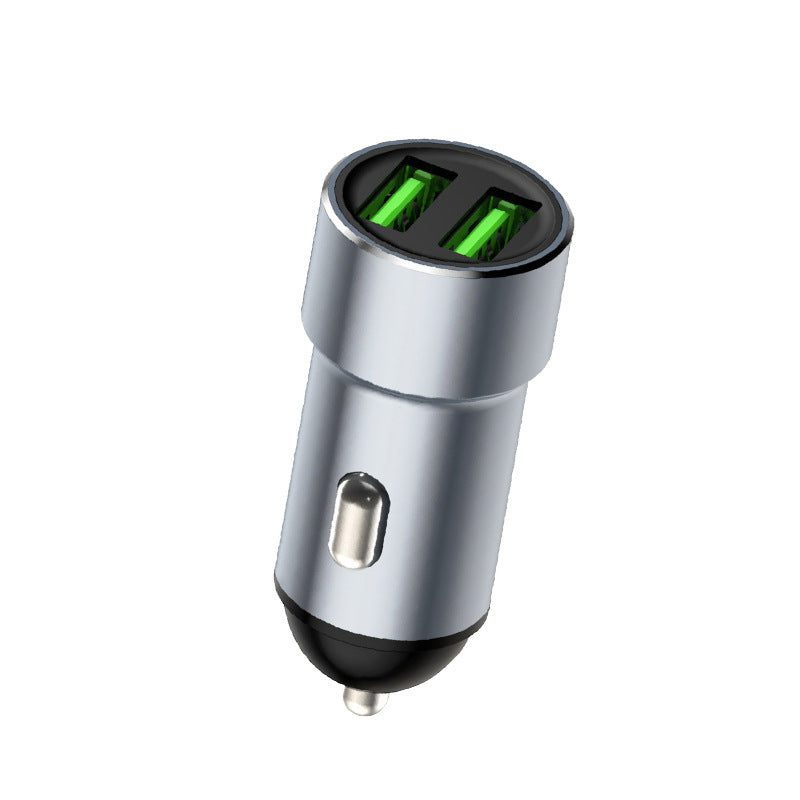 乐糖3.4A快充迷你车充双USB输出铝合金属汽车点烟器车载5V充电器