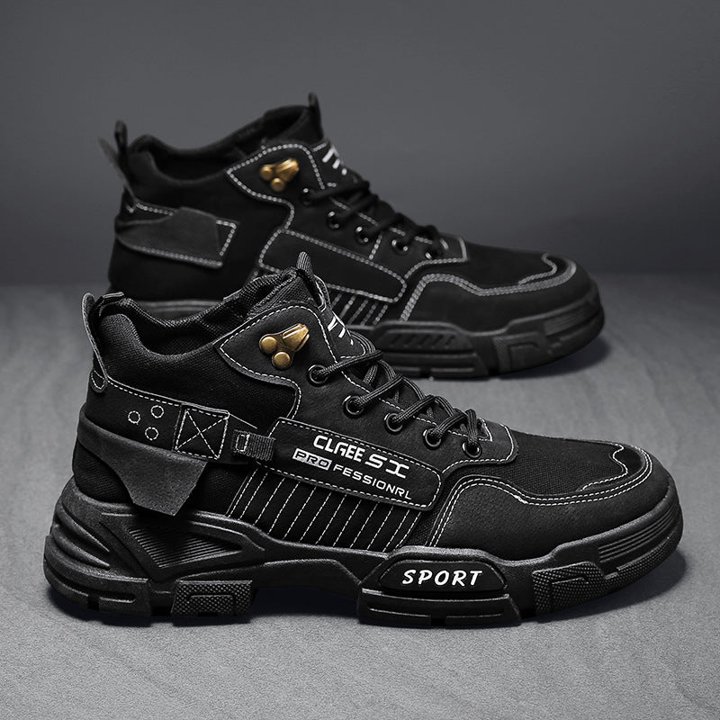 Autumn labor insurance men's shoes working on the construction site anti-dirty anti-slip work tide shoes thick-soled heightened outdoor tooling Martin boots men