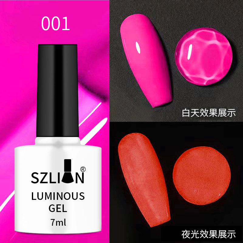 Cross-border popular nail art luminous glue fluorescent color nail polish glue phototherapy glue set popular candy color nail salon exclusive