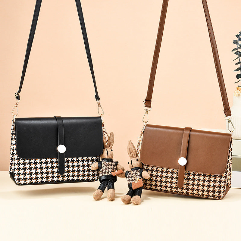 Manufacturer wholesale high-end niche houndstooth bag women's autumn and winter new fashion fashion single shoulder crossbody small square bag