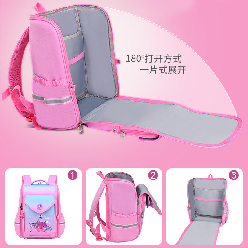 New schoolbags for primary school students 1--6th grade burden-reducing backpack integrated children's schoolbag can be printed with logo