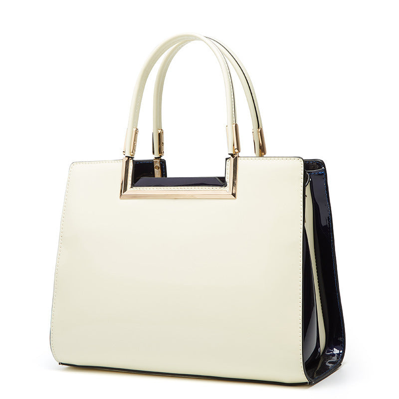 2023 patent leather women's bag middle-aged mother simple fashion trend handheld women's bag foreign trade shoulder women's bag one piece drop shipping