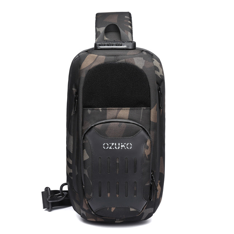 ozuko black crossbody bag large capacity sports men's chest bag outdoor tactical multifunctional men's bag shoulder bag