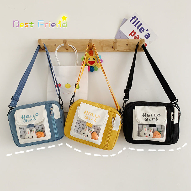 Canvas bag women's crossbody small bag ins style Japanese fresh style primary and secondary school students cute shoulder bag transparent jelly bag