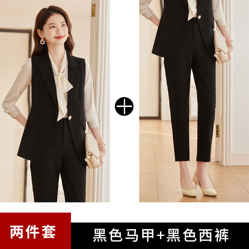 西装马甲女春秋2023年新款时尚休闲正装高级感职业套装气质工作服