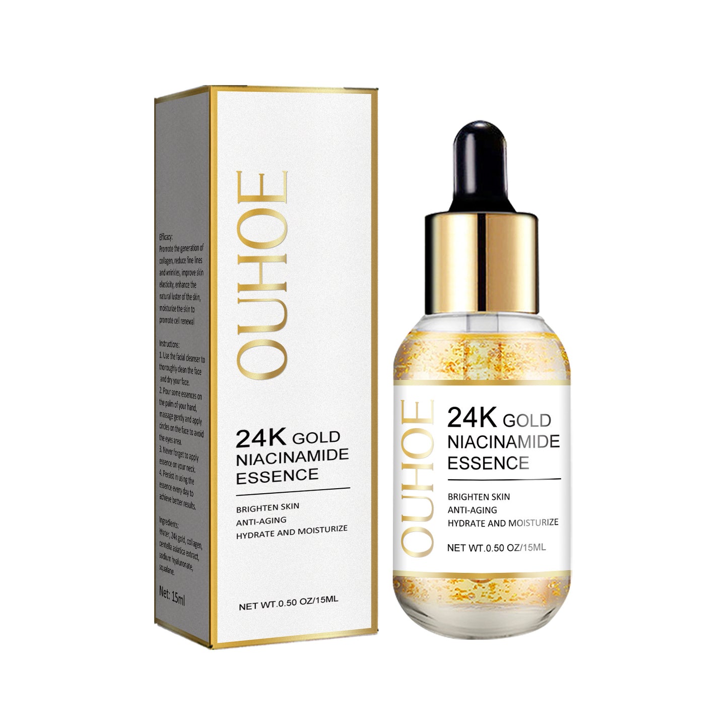 OUHOE 24K gold facial essence fades fine lines and nasolabial folds, moisturizes, tightens and anti-wrinkle essence
