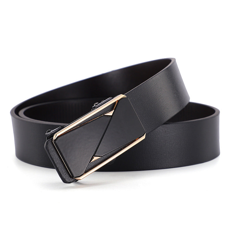Factory direct sales toothless automatic buckle belt men's leather laser LOGO business leisure belt men's wholesale distribution