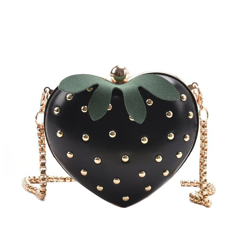 Internet celebrity small strawberry heart-shaped chain bag 2023 cute and stylish cross-body girl ins Internet celebrity mini coin purse