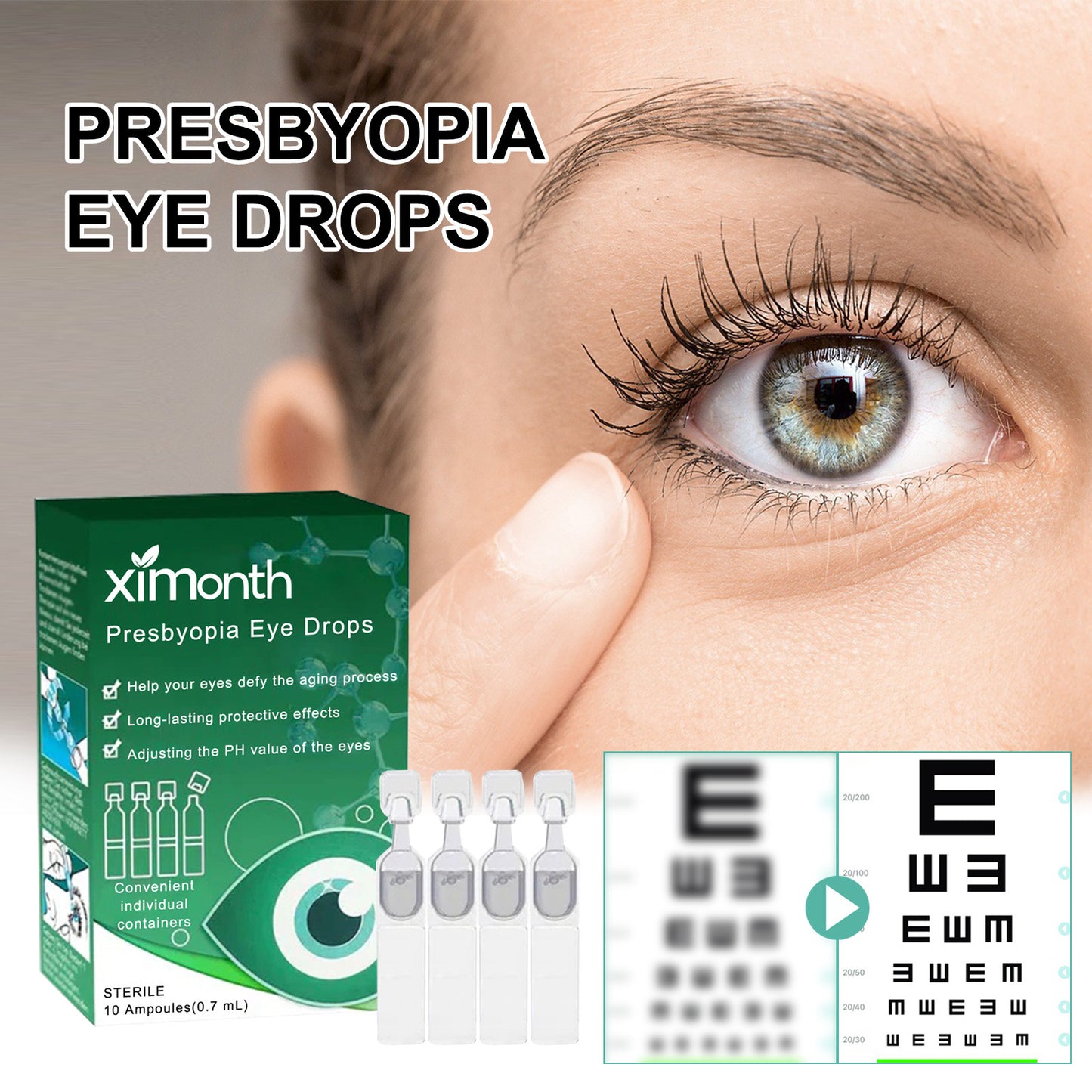 Ximonth Eye Drops Relieve Eye Fatigue, Dry Itchy Eyes, Soreness, Blurred Vision Care Solution
