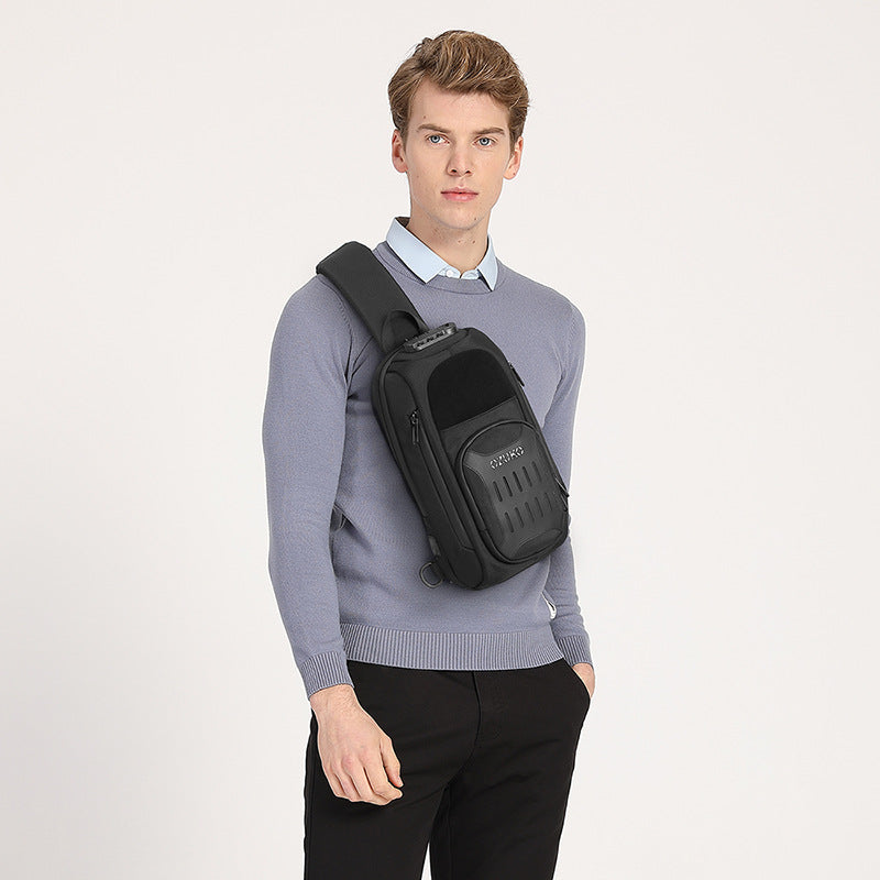 ozuko black crossbody bag large capacity sports men's chest bag outdoor tactical multifunctional men's bag shoulder bag
