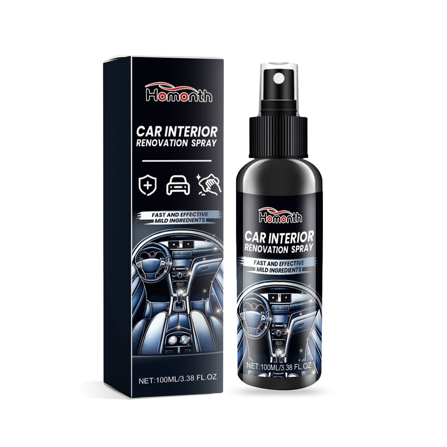 Homonth Car Interior Renovation Spray Seat Interior Dashboard Cleaning, Decontamination, Maintenance and Renovation Care Agent